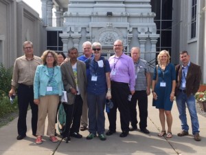 Visiting the Hindu temple in Minneapolis with the Religion and Media interest group from AEJMC with my Mindful Journalism co-author Shelton Gunaratne (front row, second from left). 